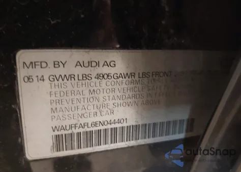 2014 Audi A4 2.0T Premium z USA, uszkodzony, nr VIN WAUFFAFL6EN044401